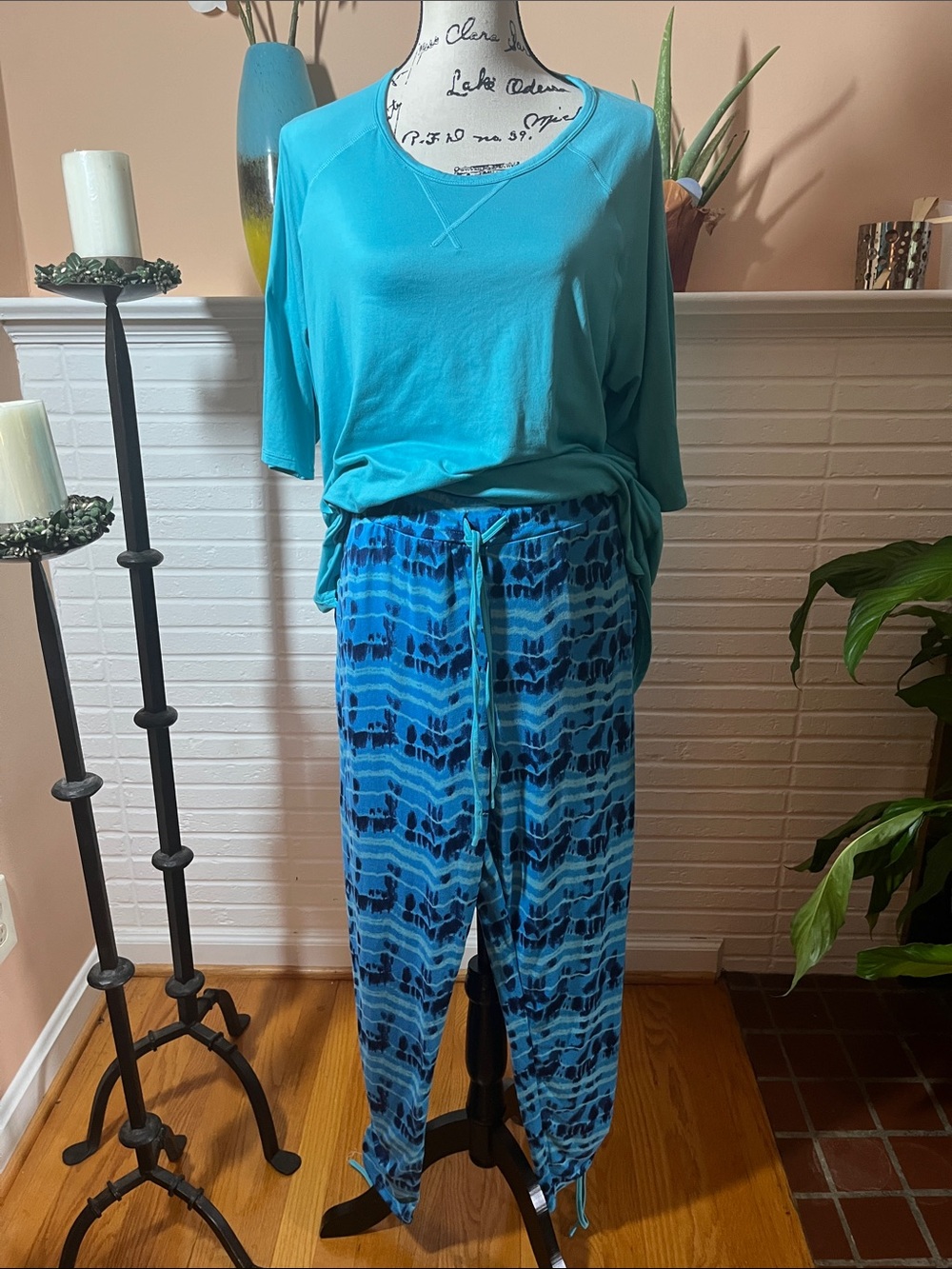 Blue & Teal Tie-Dye Drawstring Joggers - Casual Women’s Lounge Set by Cuddl Duds